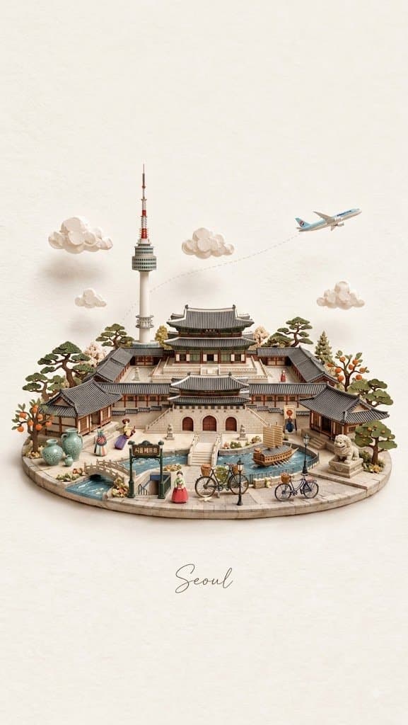 Miniature City Papercraft Postcard