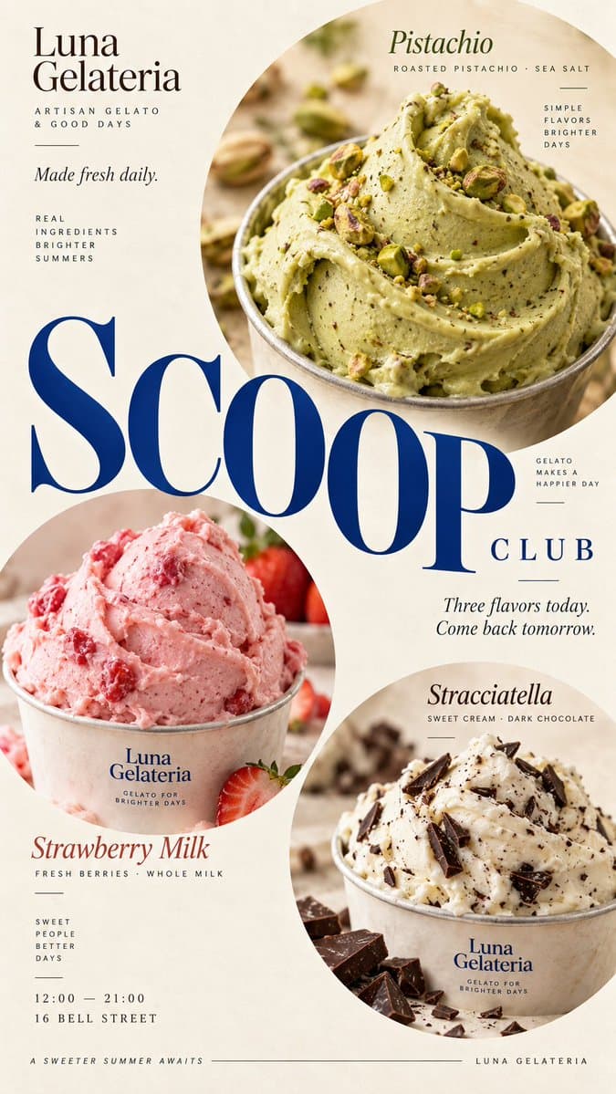 Artisan Gelato Menu Poster