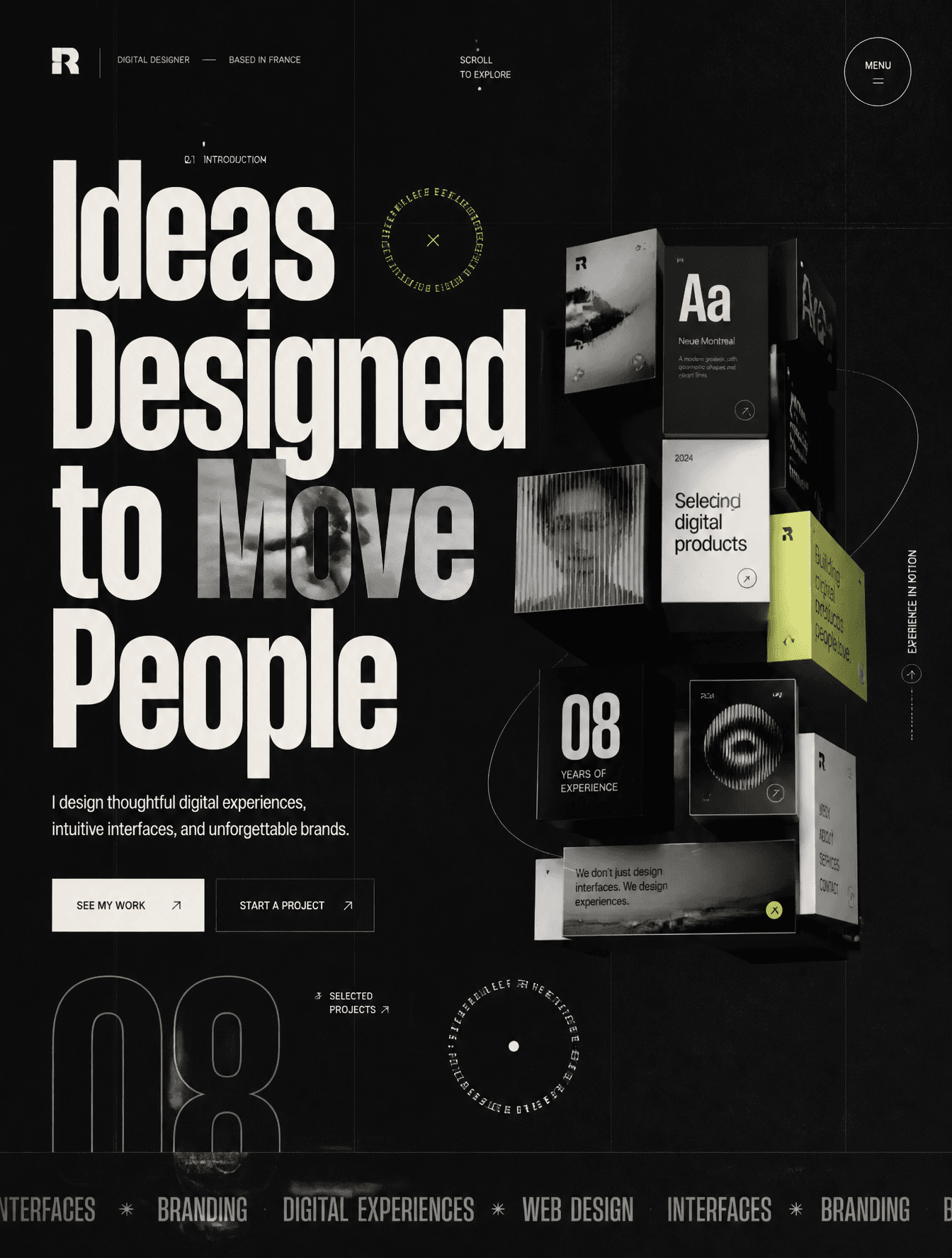 Brutalist Portfolio Hero Design