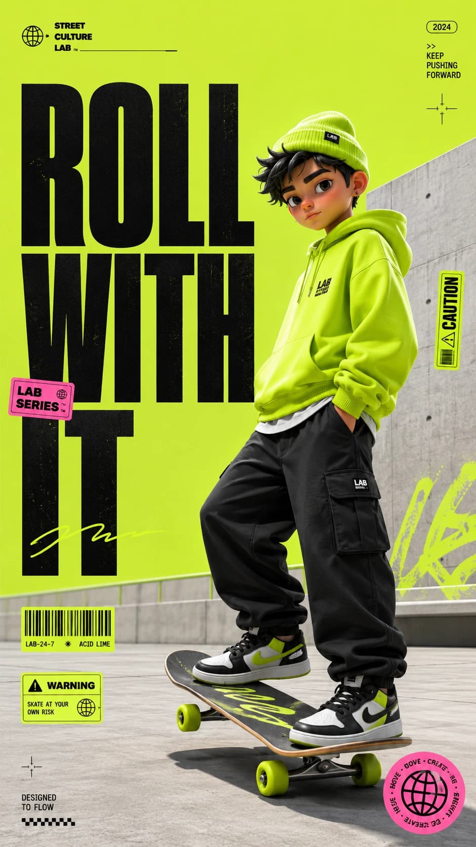 Acid-Lime 3D Streetwear Poster