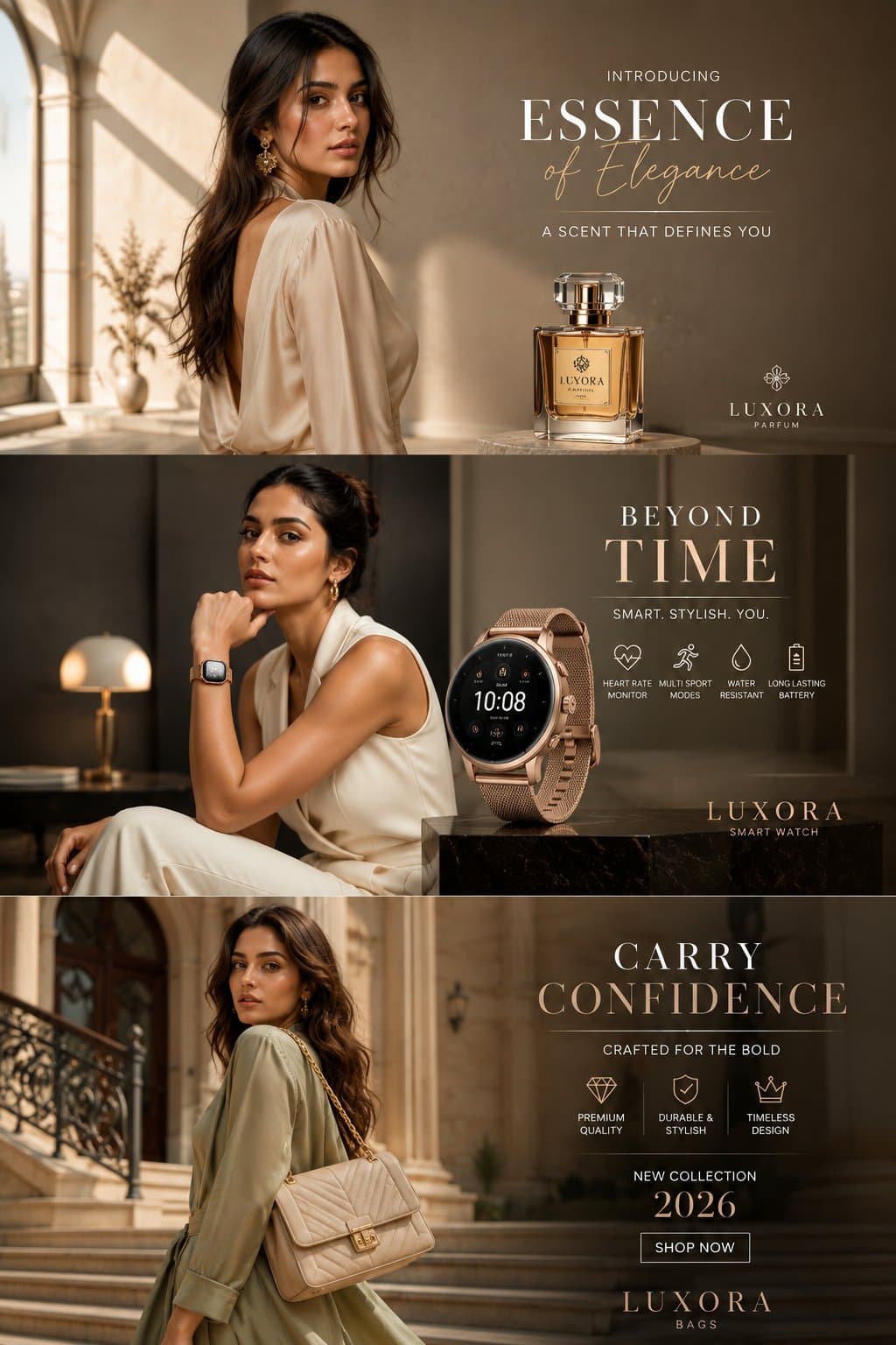 Luxury Fashion Editorial Triptych
