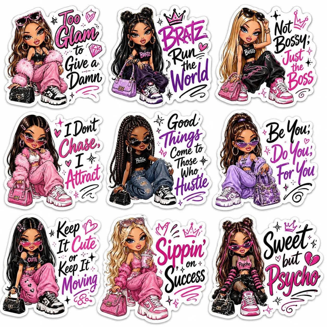 Y2K Fashion Doll Motivation Sticker Sheet