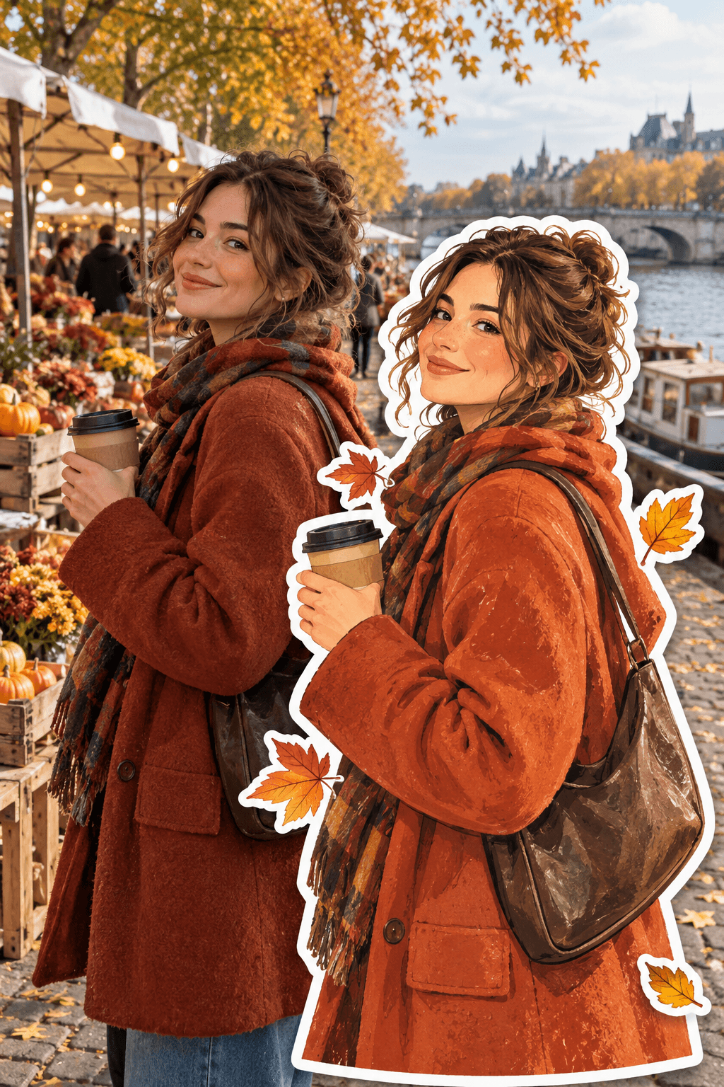 Autumn Photo to Sticker Portrait Pair — image 1 of 3