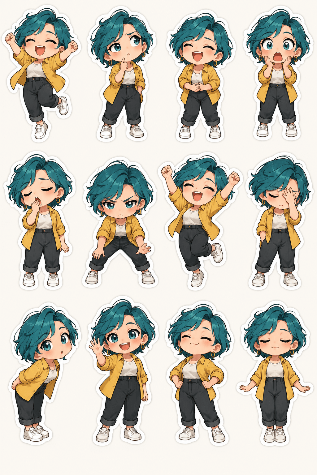 Chibi Reaction Sticker Sheet