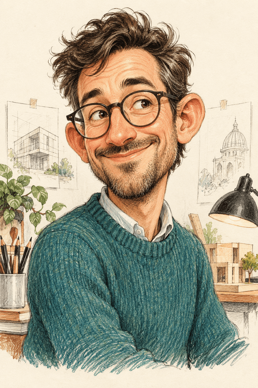 Expressive Editorial Caricature Portrait
