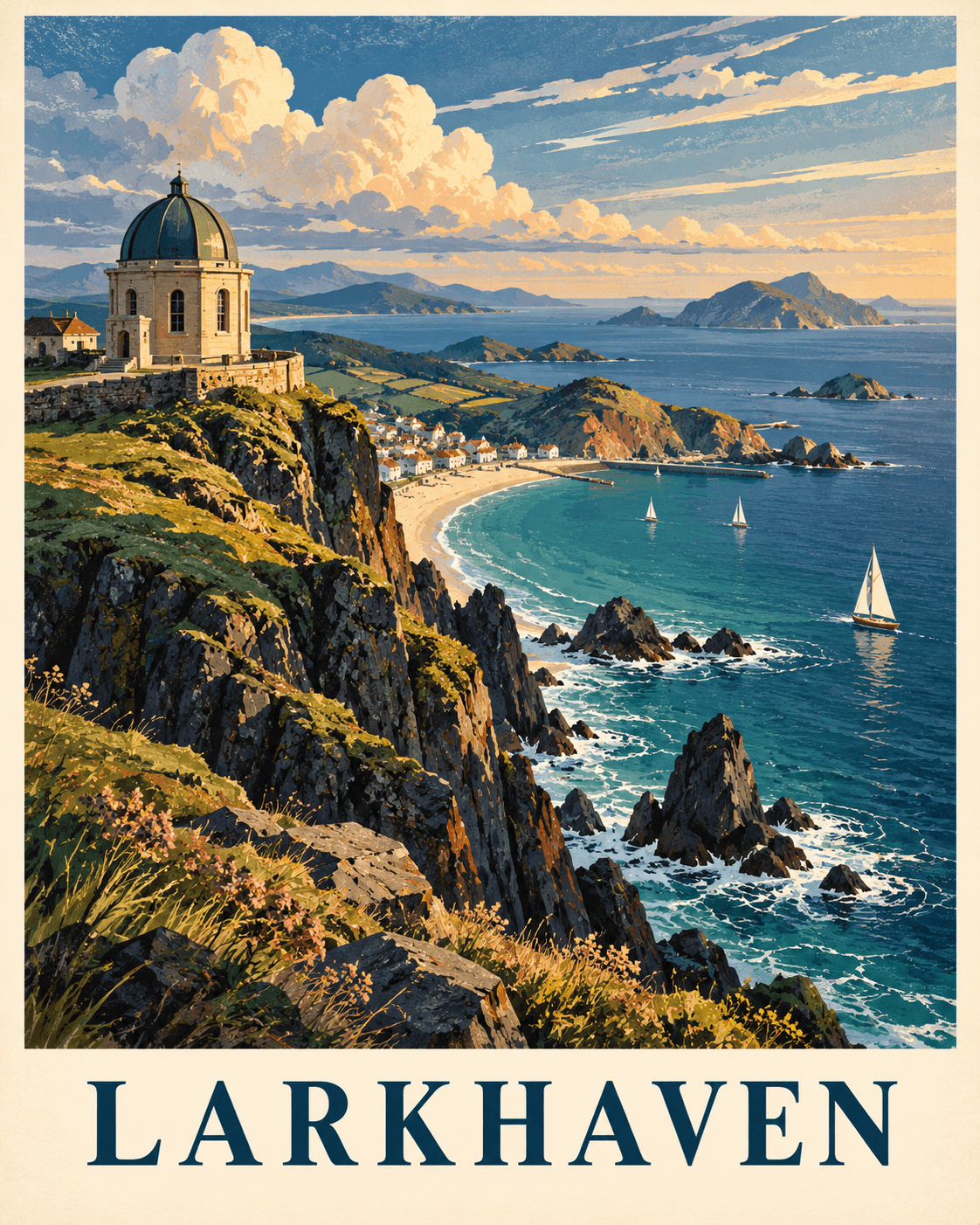 Fictional Destination Gouache Poster