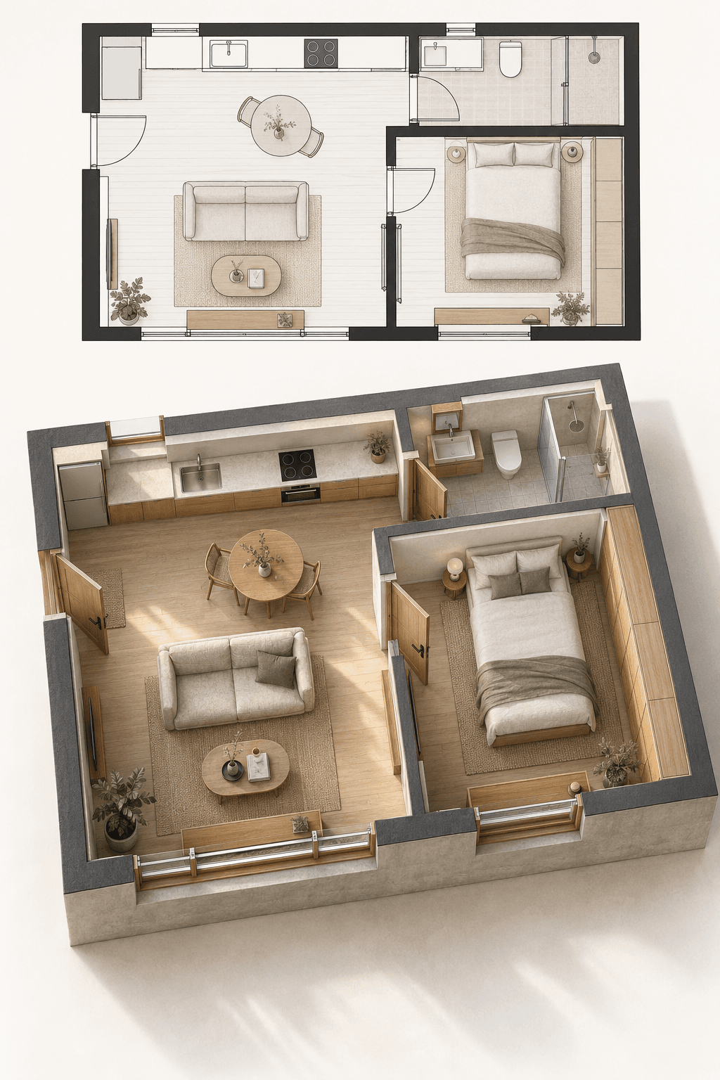 Floor Plan to Photoreal Cutaway — image 1 of 3