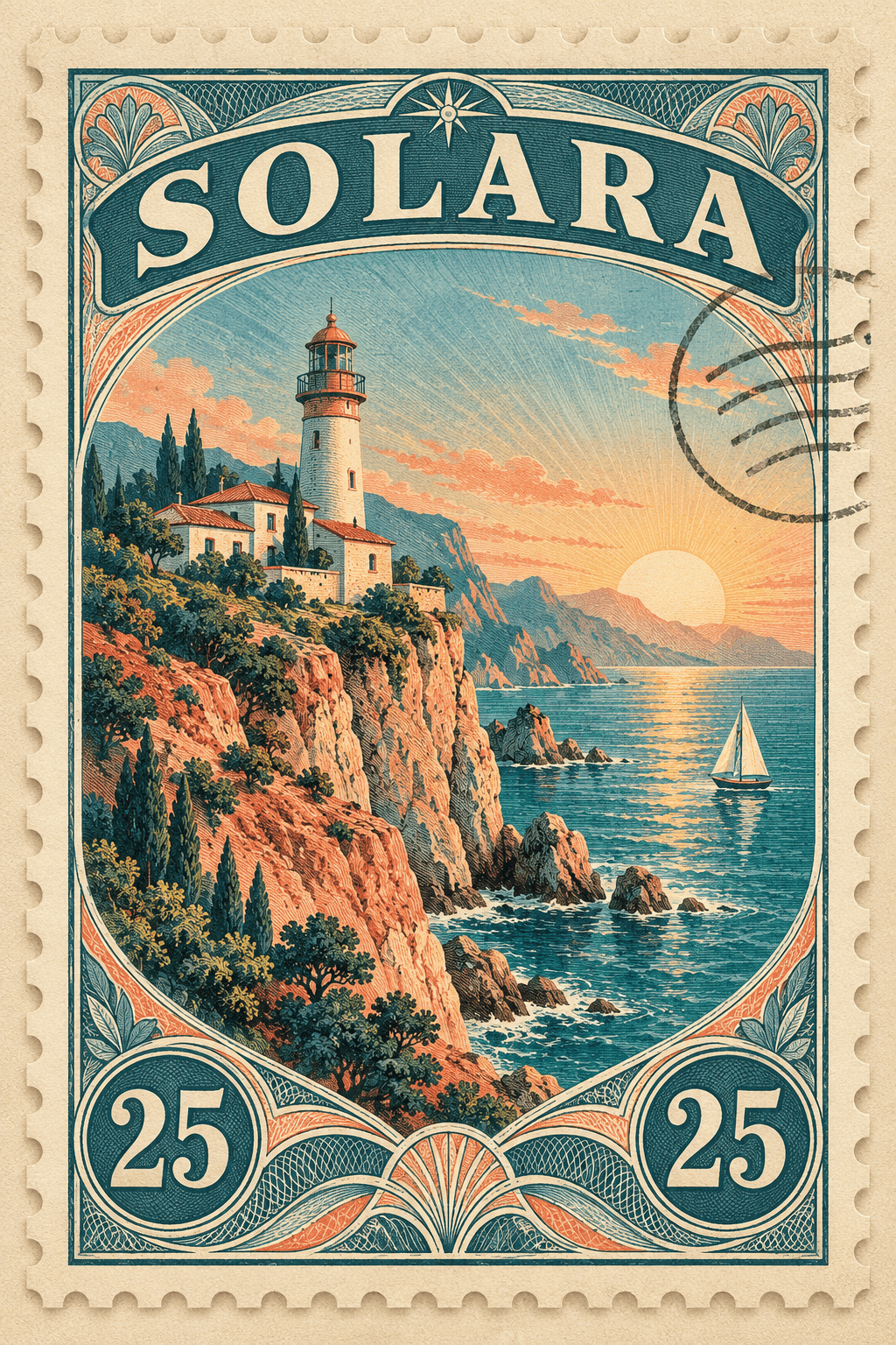 Invented Travel Postage Stamp Poster