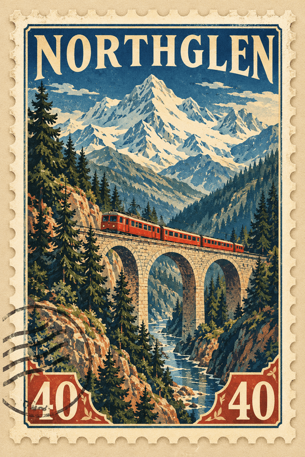 Invented Travel Postage Stamp Poster — image 2 of 3