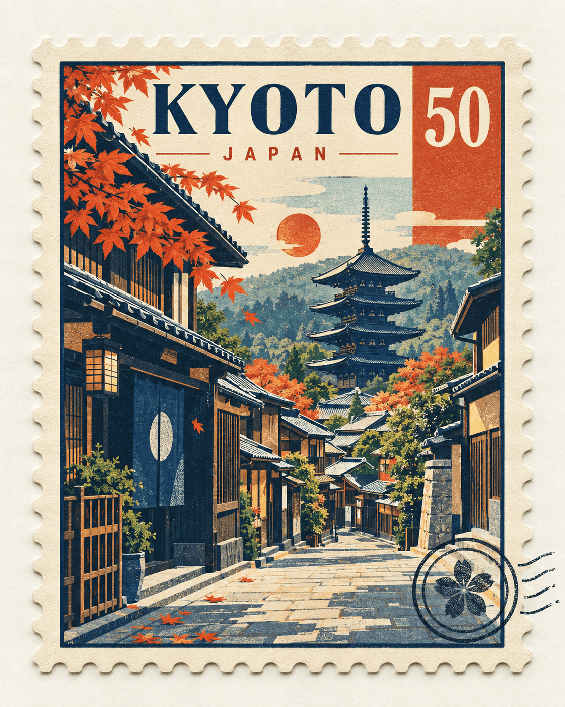 Mid-Century City Stamp Travel Poster — image 2 of 3