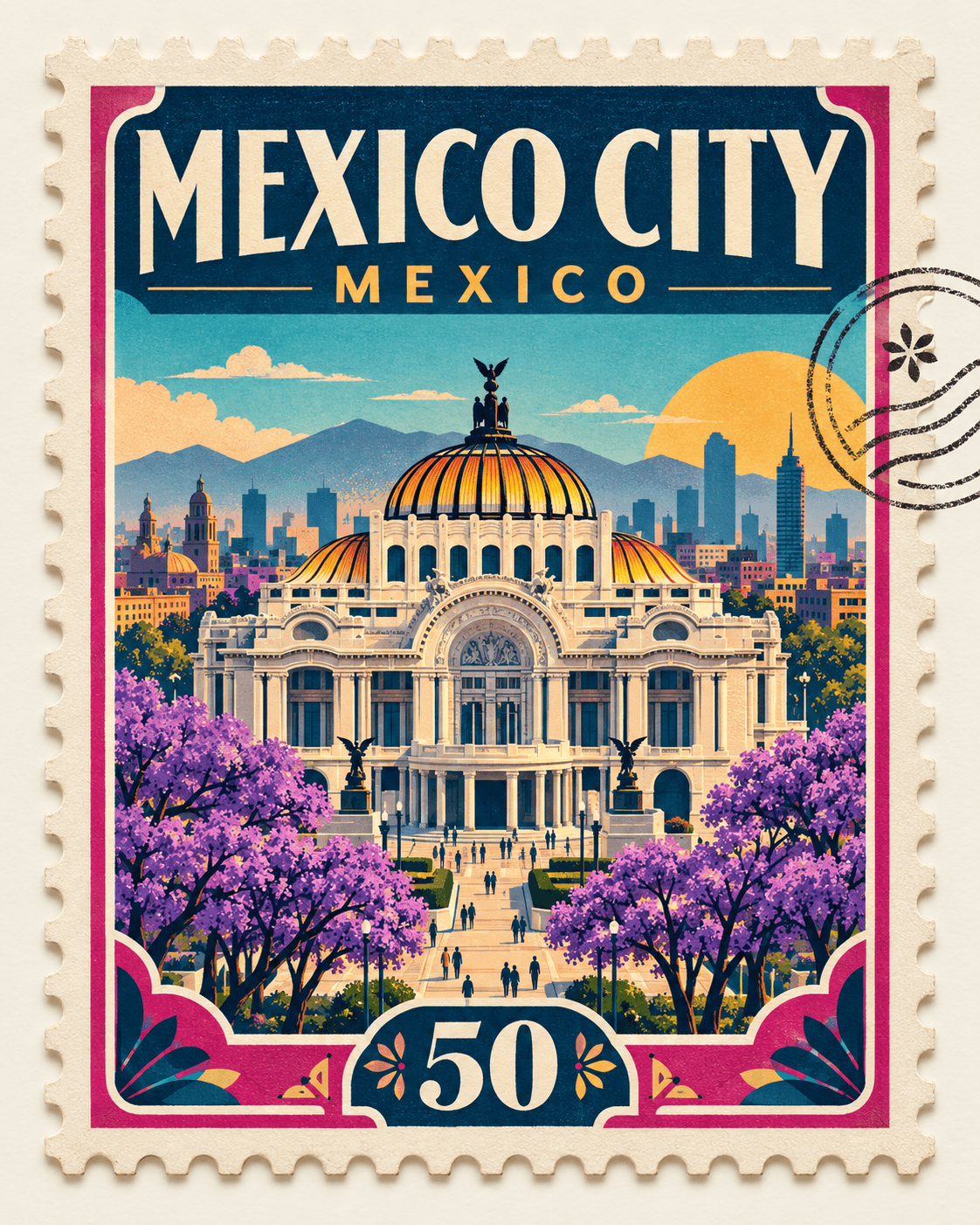 Mid-Century City Stamp Travel Poster — image 3 of 3