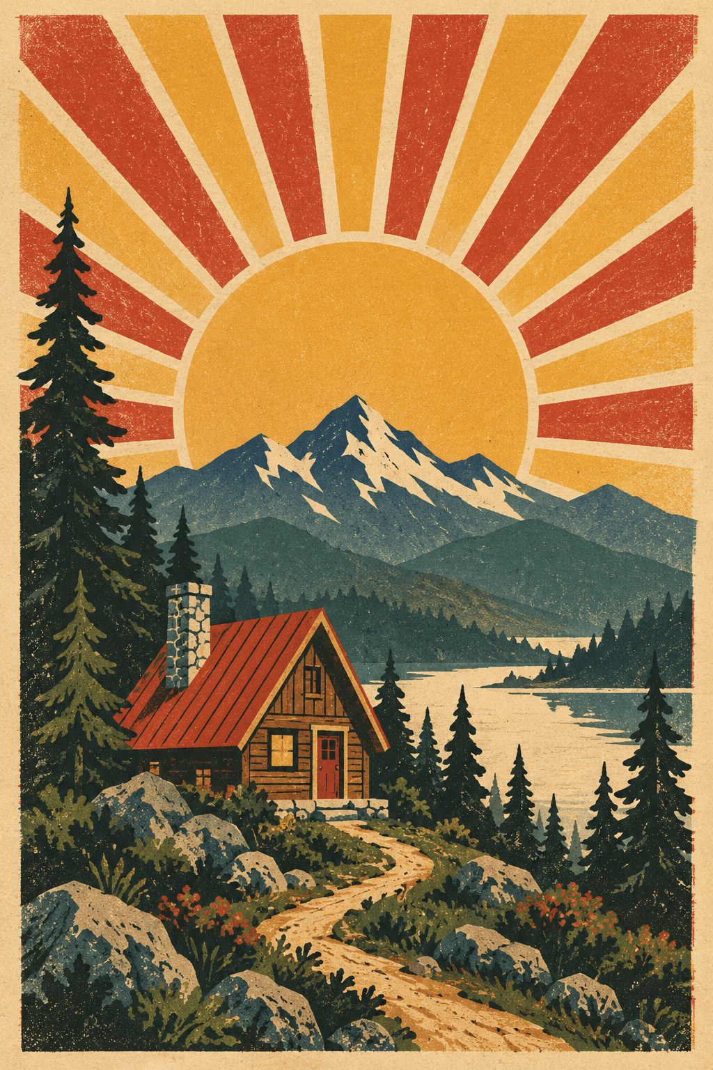 Retro Sunburst Object Poster — image 2 of 3