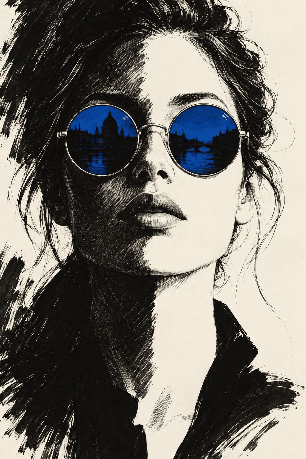 Split-Ink Sunglasses Portrait — image 1 of 3