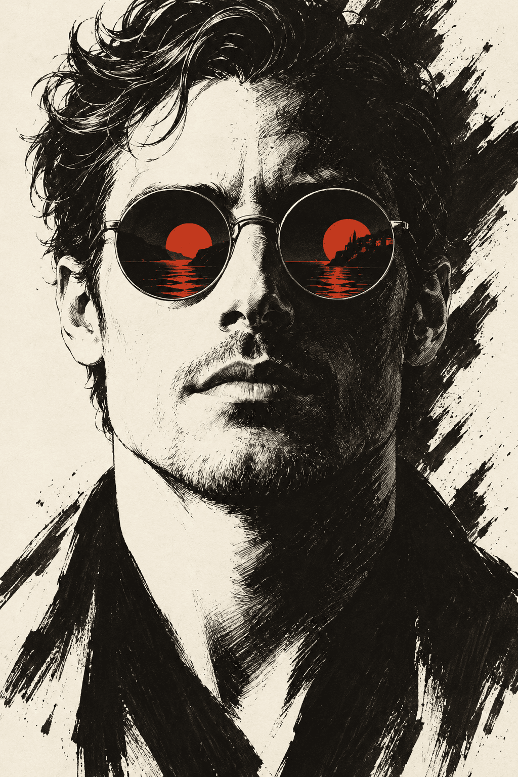 Split-Ink Sunglasses Portrait — image 2 of 3